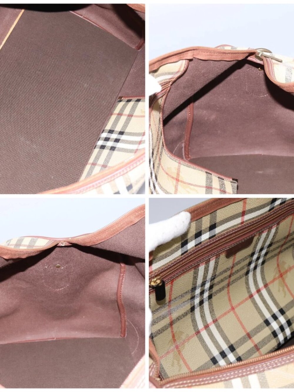 Burberrys Nova Check Boston Bag PVC 2way Beige Auth EC382 - Picture 16 of 16